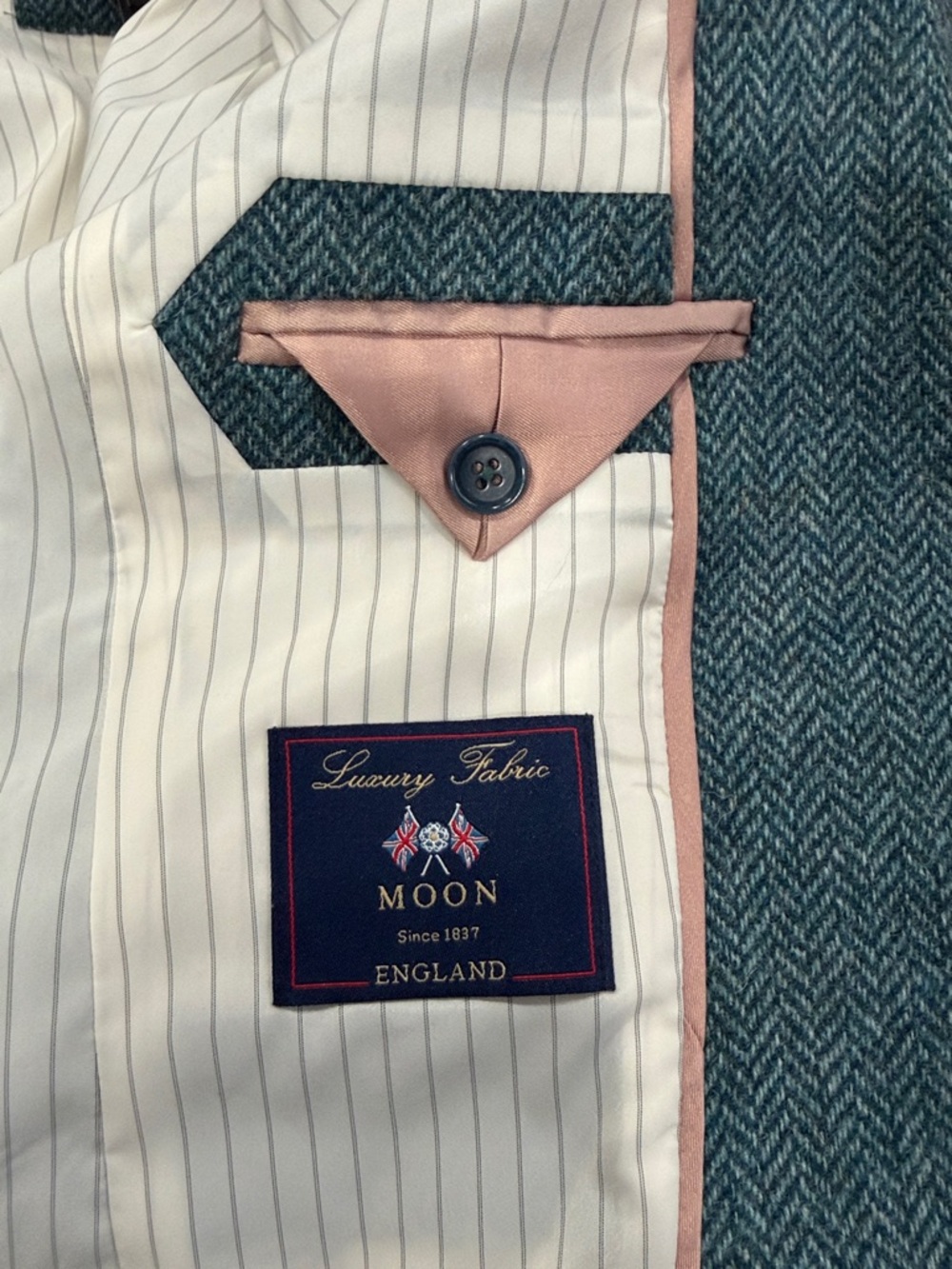 J.Crew Wool Blazer Moon England Tweed Teal Herringbone Tailored Jacket Size 2 - Picture 6 of 10